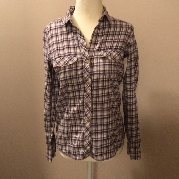 New EDDIE BAUER Purple Plaid Button Down Shirt - Picture 1 of 2