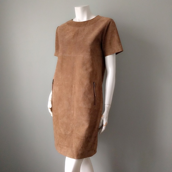 HP ❤️ Neiman Marcus Suede Shift Boho Minidress M - Picture 3 of 8