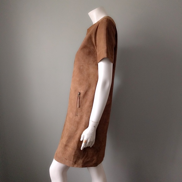 HP ❤️ Neiman Marcus Suede Shift Boho Minidress M - Picture 5 of 8