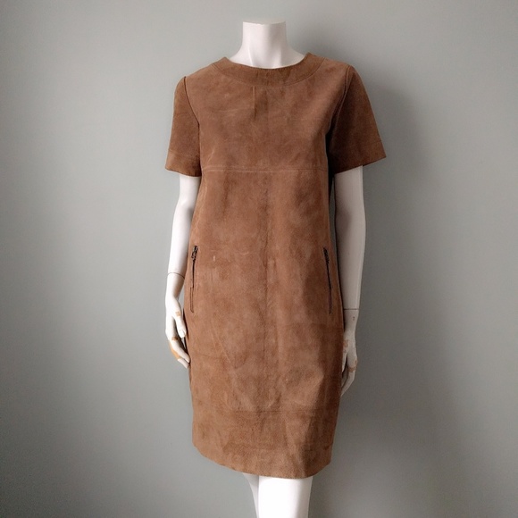 HP ❤️ Neiman Marcus Suede Shift Boho Minidress M - Picture 2 of 8