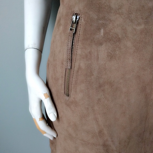 HP ❤️ Neiman Marcus Suede Shift Boho Minidress M - Picture 4 of 8