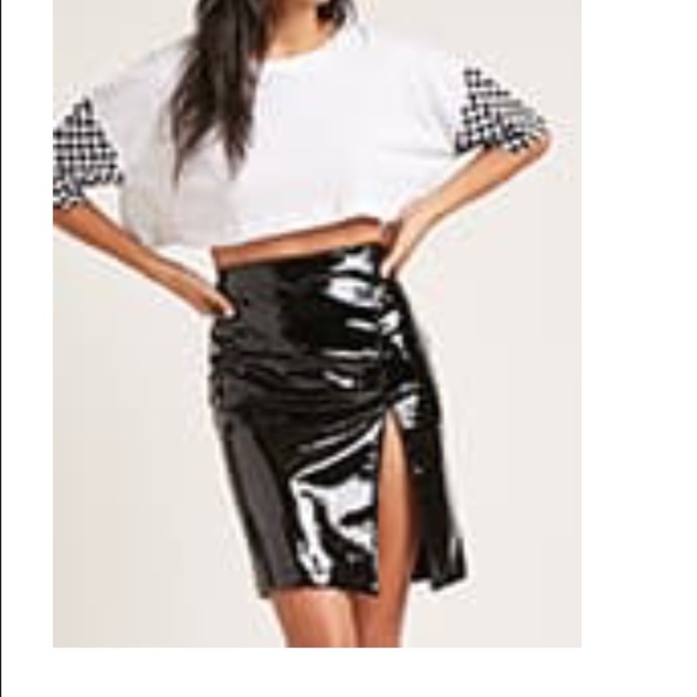 Patent leather skirt