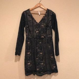 Green and nude formal dress