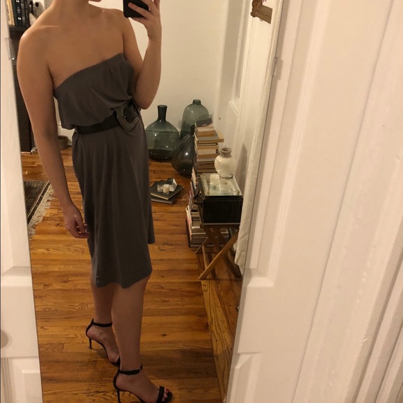 Vintage J. JILL Grey Mesh Strapless Midi Tube Dress / Maxi Skirt 90s Grunge - M - Picture 13 of 16