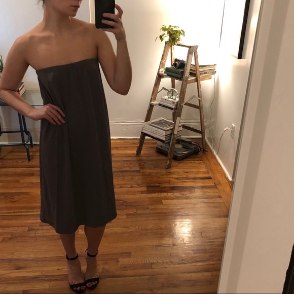 Vintage J. JILL Grey Mesh Strapless Midi Tube Dress / Maxi Skirt 90s Grunge - M - Picture 16 of 16