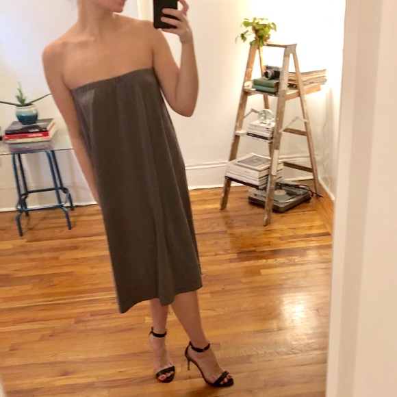 Vintage J. JILL Grey Mesh Strapless Midi Tube Dress / Maxi Skirt 90s Grunge - M - Picture 12 of 16