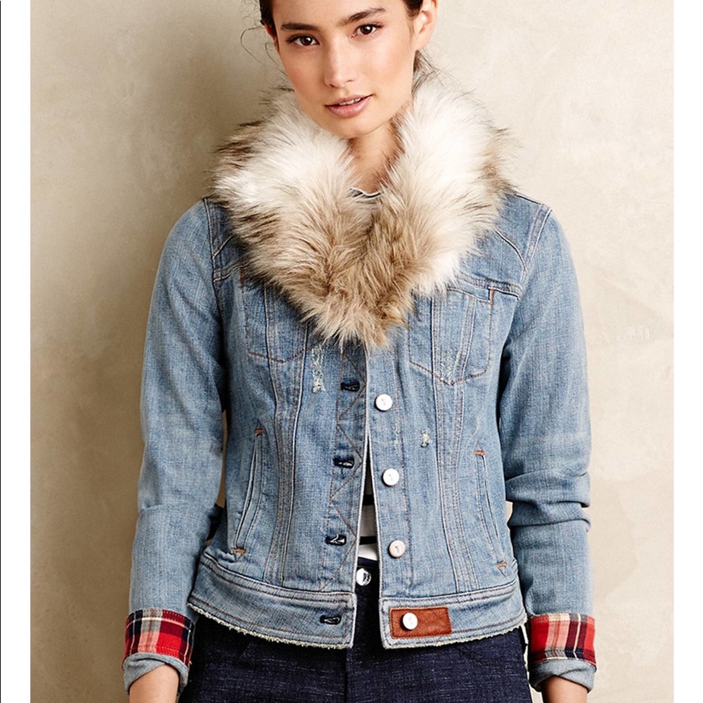Pilcro Faux Fur Denim Jacket