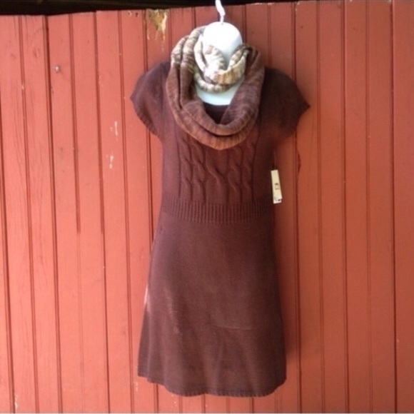 Brown Knot Dress with Scarf - Picture 1 of 2
