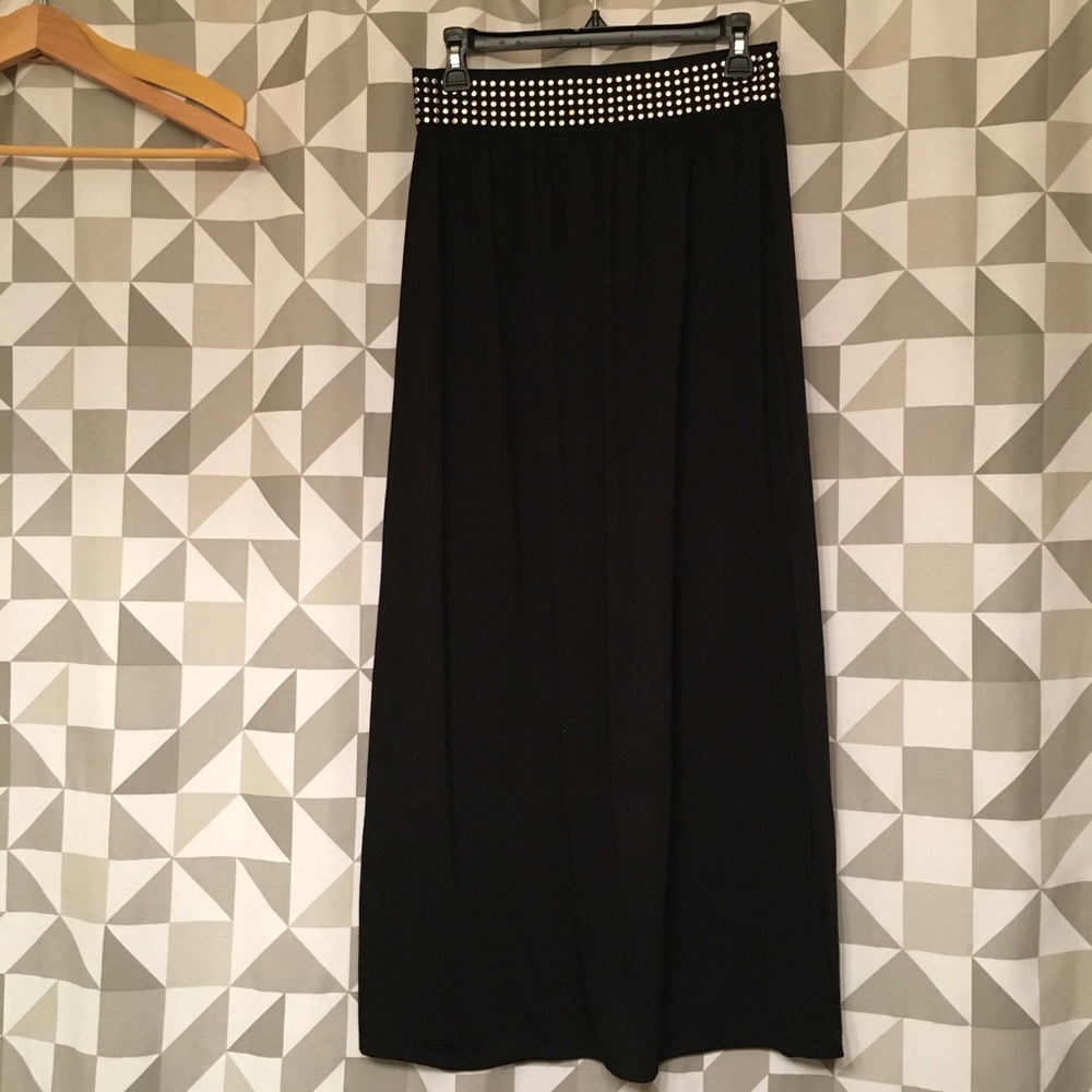 Studded black maxi skirt