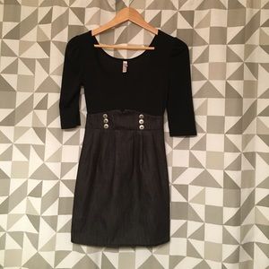 Black and gray denim dress