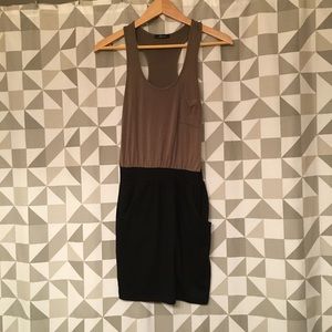 Green & black racerback pocket dress
