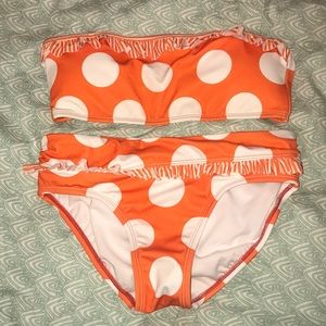 orange and white bikini