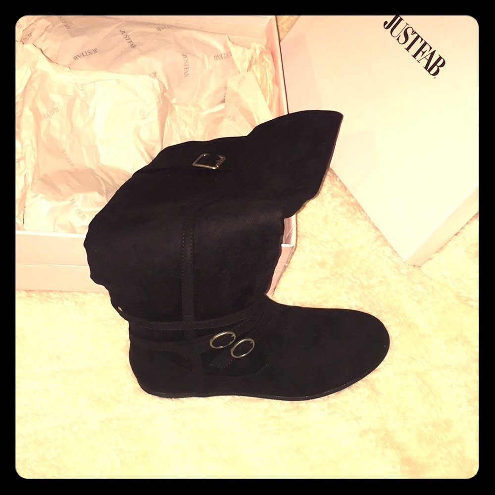 Brand new Black flat boots 👢 Lusella wide calf