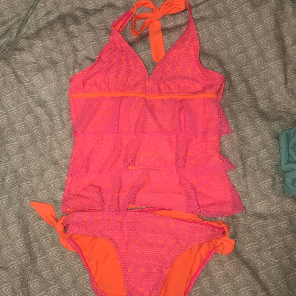 hot pink and orange tankini