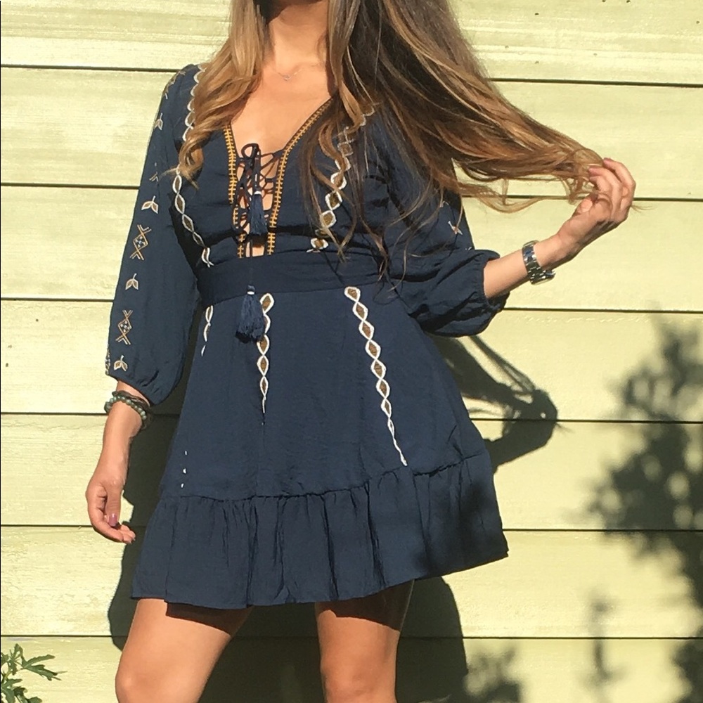 Open Back 3/4 Sleeve Dress (BRAND NEW)