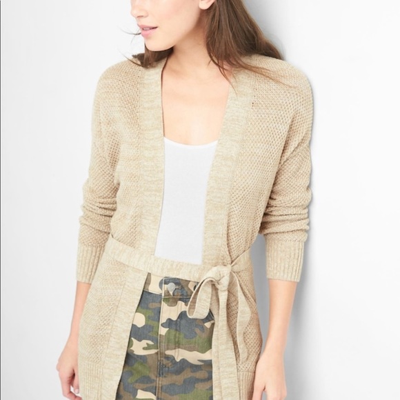 GAP Sweaters - Gap Wrap Belt Cardigan in Oatmeal Heather