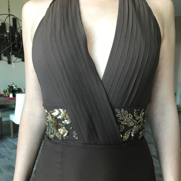 VALENTINO brown beaded silk gown - Picture 4 of 5