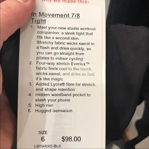 Brand new Lululemon black leggings size 6