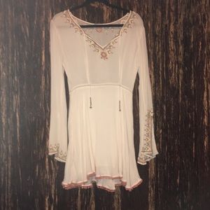 Peasant Embroidered & Lace Dress