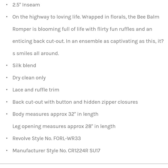 🚫SOLD 🚫For Love and Lemon Floral Romper - Picture 8 of 8