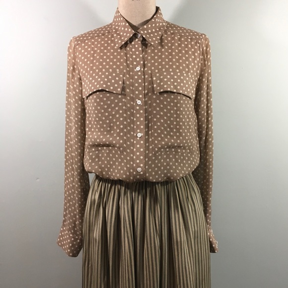 Club Monaco Tops - Club Monaco // Silk Polka Dotted Button Up Top
