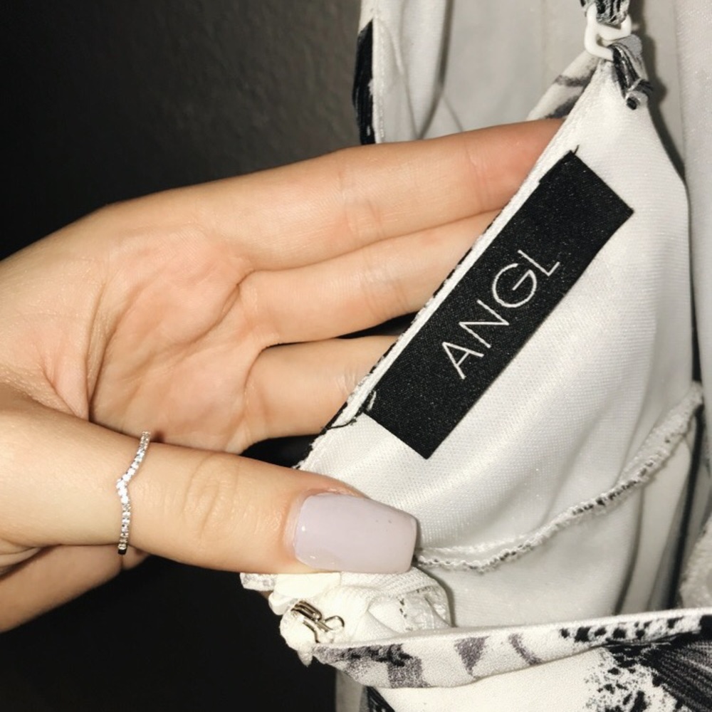 floral black white and gray romper