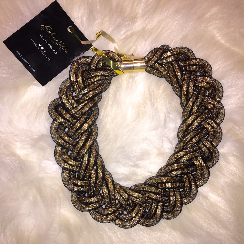 Black & Gold sheer lace necklace