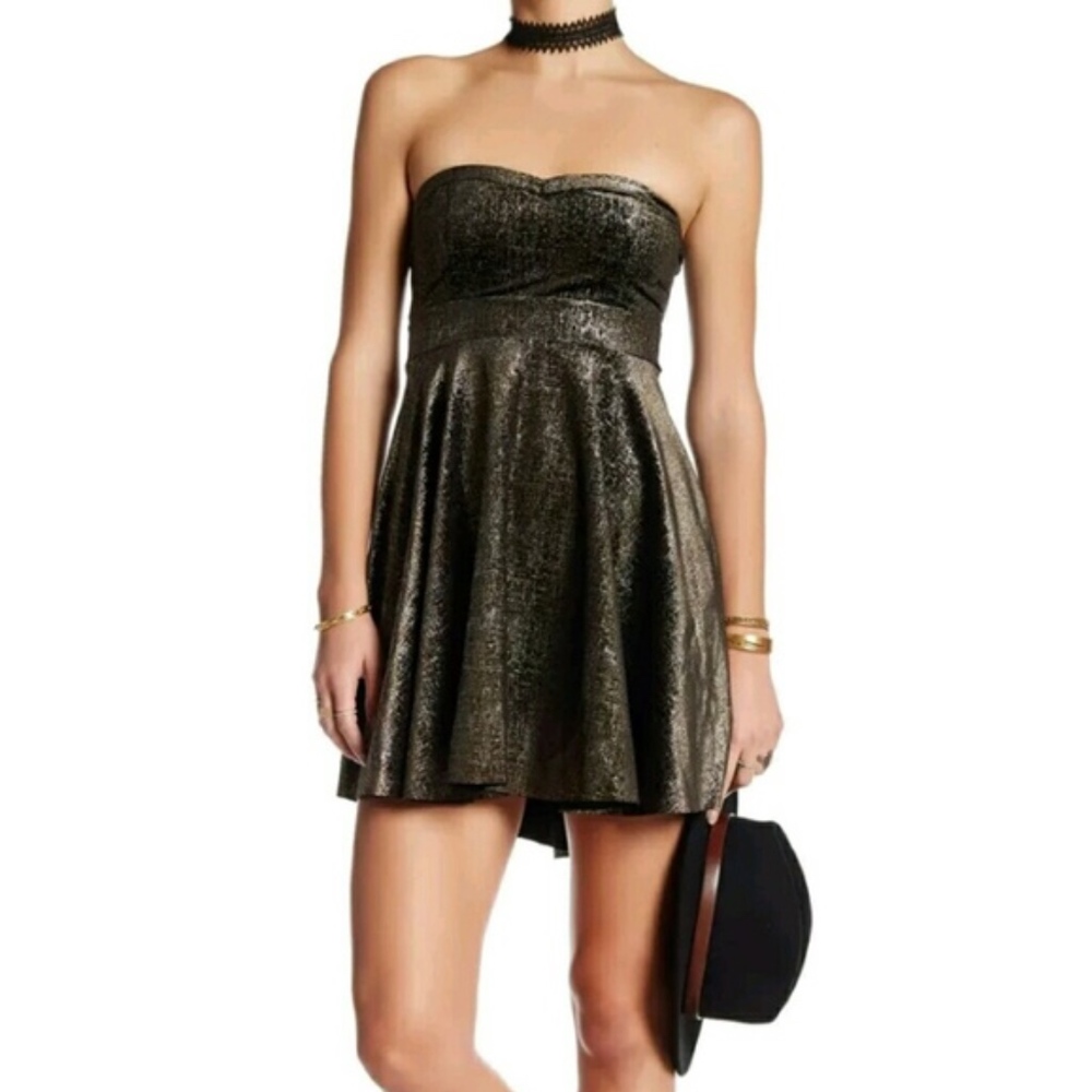 Free People New Strapless Velvet Mini Dress Medium