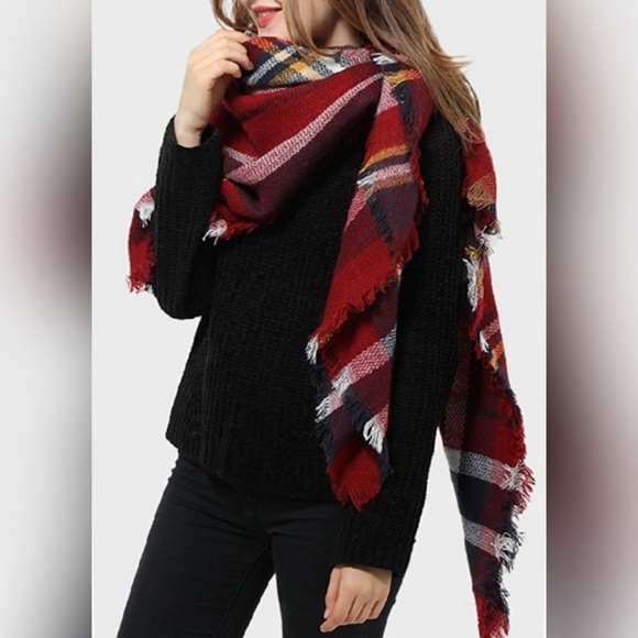 Accessories - Multicolored Plaid Blanket Scarf