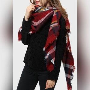 Multicolored Plaid Blanket Scarf