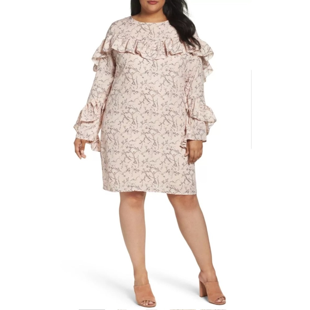 {GLAMOROUS} Ruffle Floral Print Long Sleeve Dress