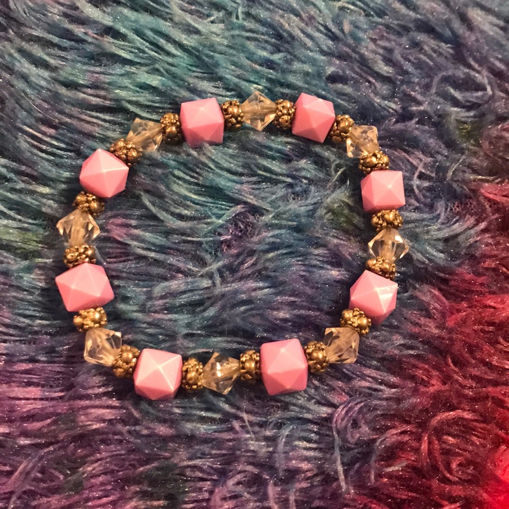 Purple bead stretch bracelet