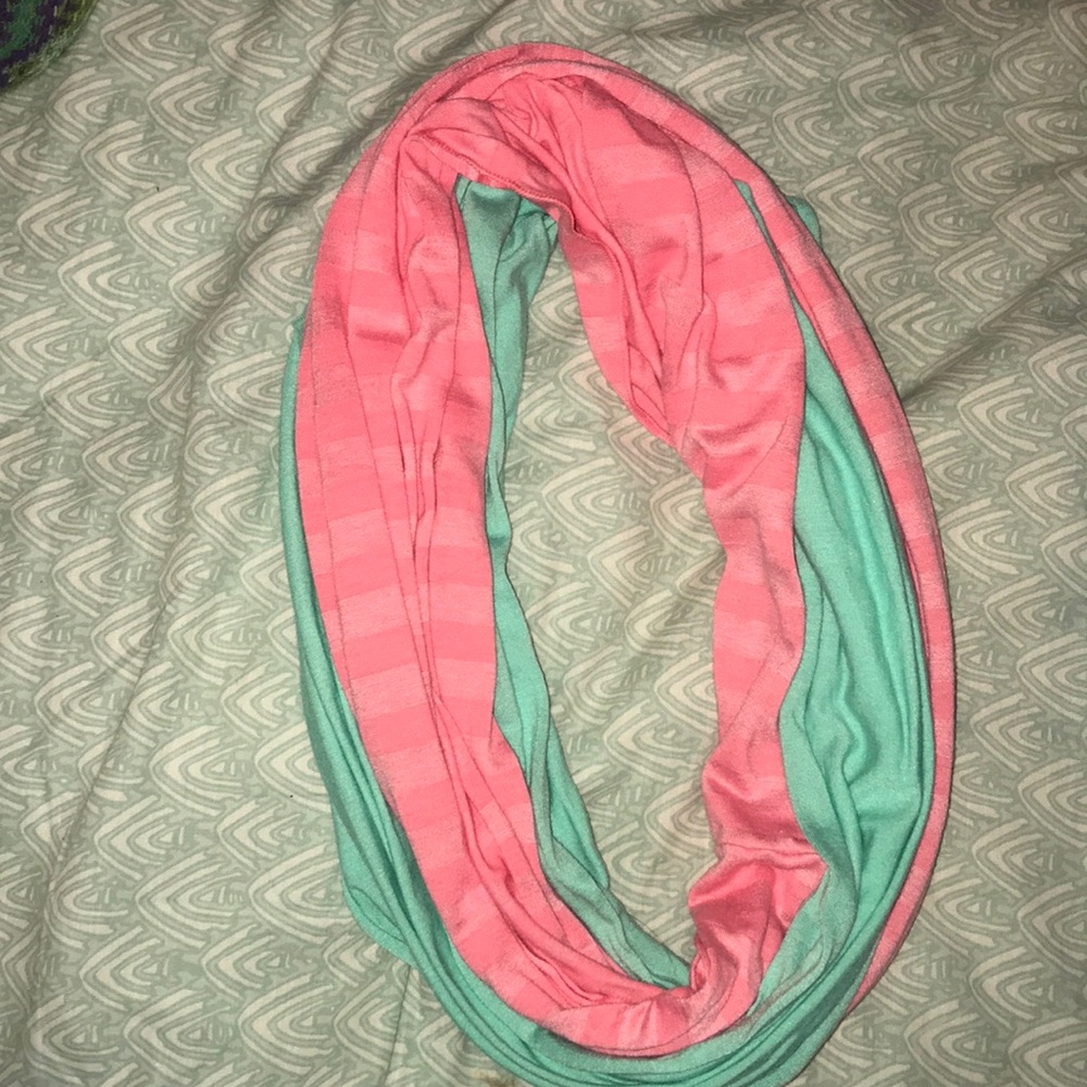 pink and blue infinity scarf