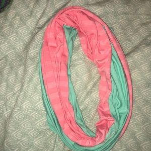 pink and blue infinity scarf