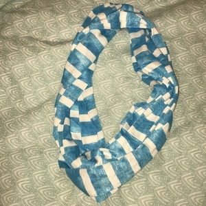 blue and white striped infinity scarf