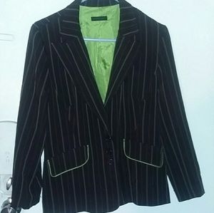Women's pin striped suit.
