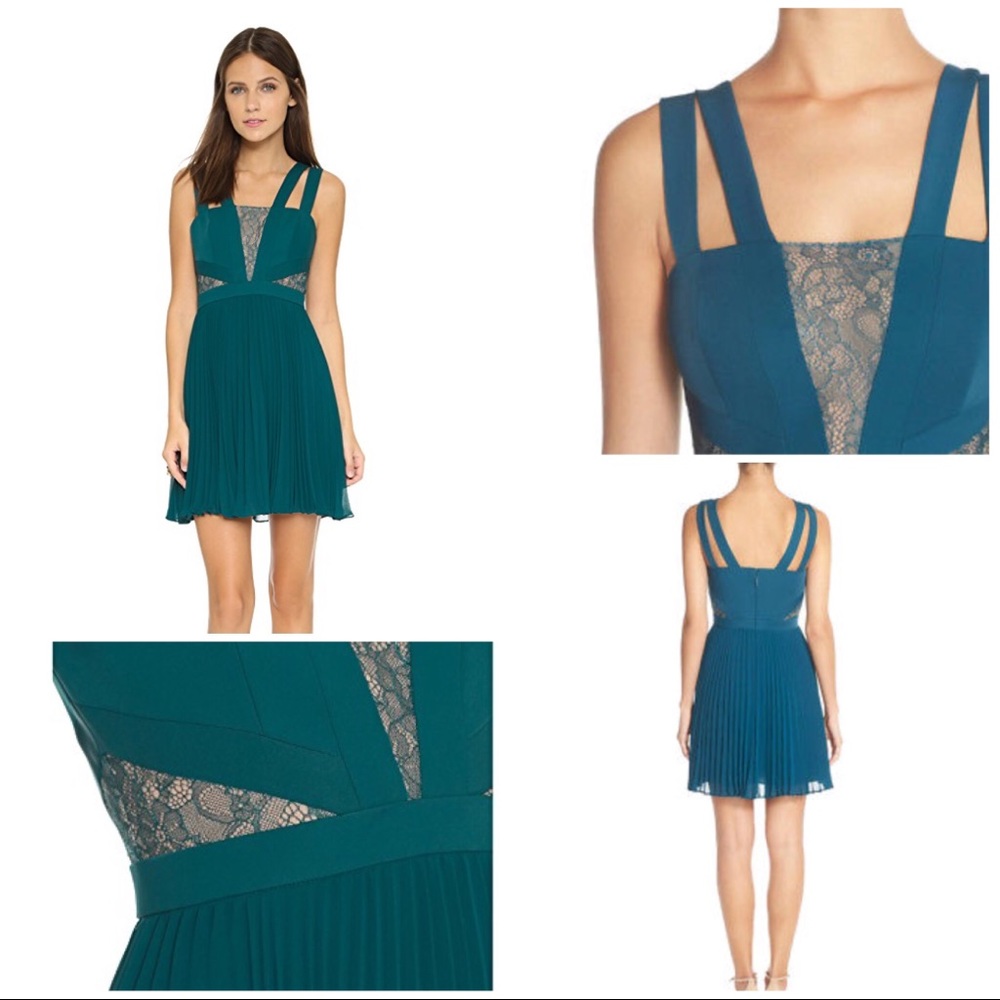 🎉2xHP🎉 Lace-Panel Bodice Accordion-Pleated Dress - Picture 3 of 5