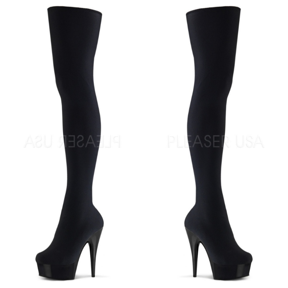 Velvet Platform Heel Thigh High Boots