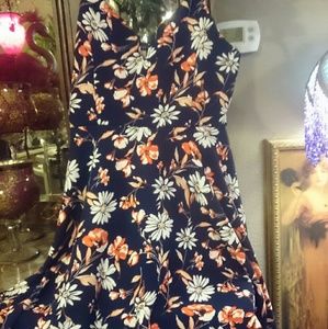 Floral dark blue dress