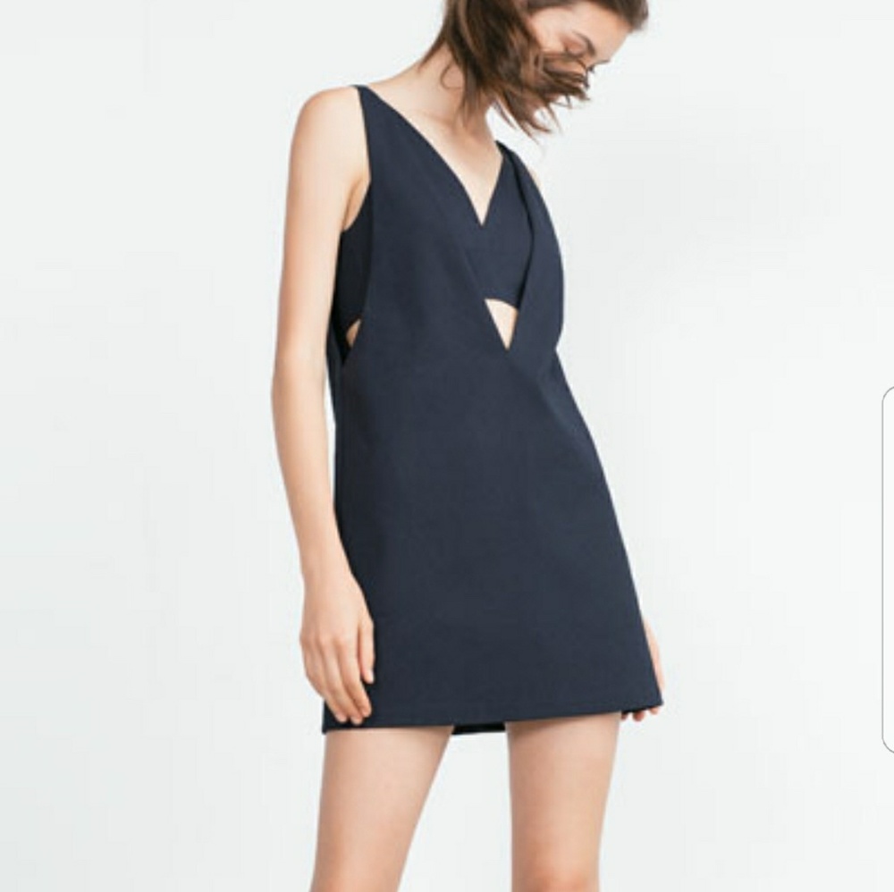 Zara two piece pinafore dress in Navy