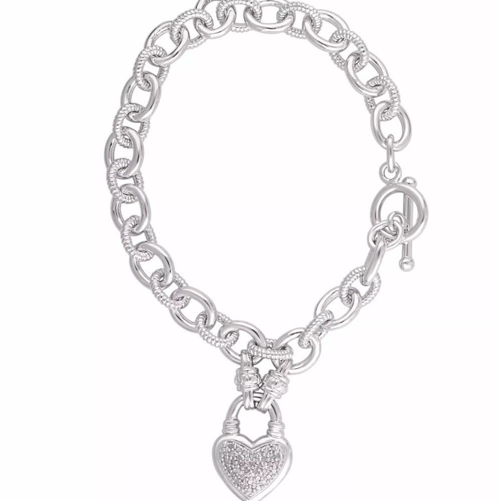 🎁 1/4ct TDW Diamond Heart Link Charm Bracelet