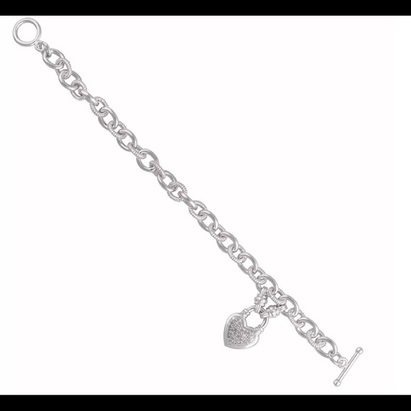 🎁 1/4ct TDW Diamond Heart Link Charm Bracelet - Picture 2 of 5