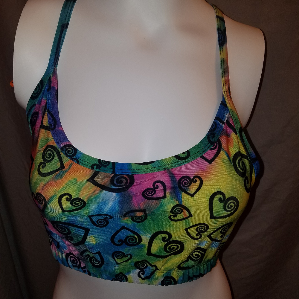 Trendy Trends Tie Dye Hearts Crop Top NWOT