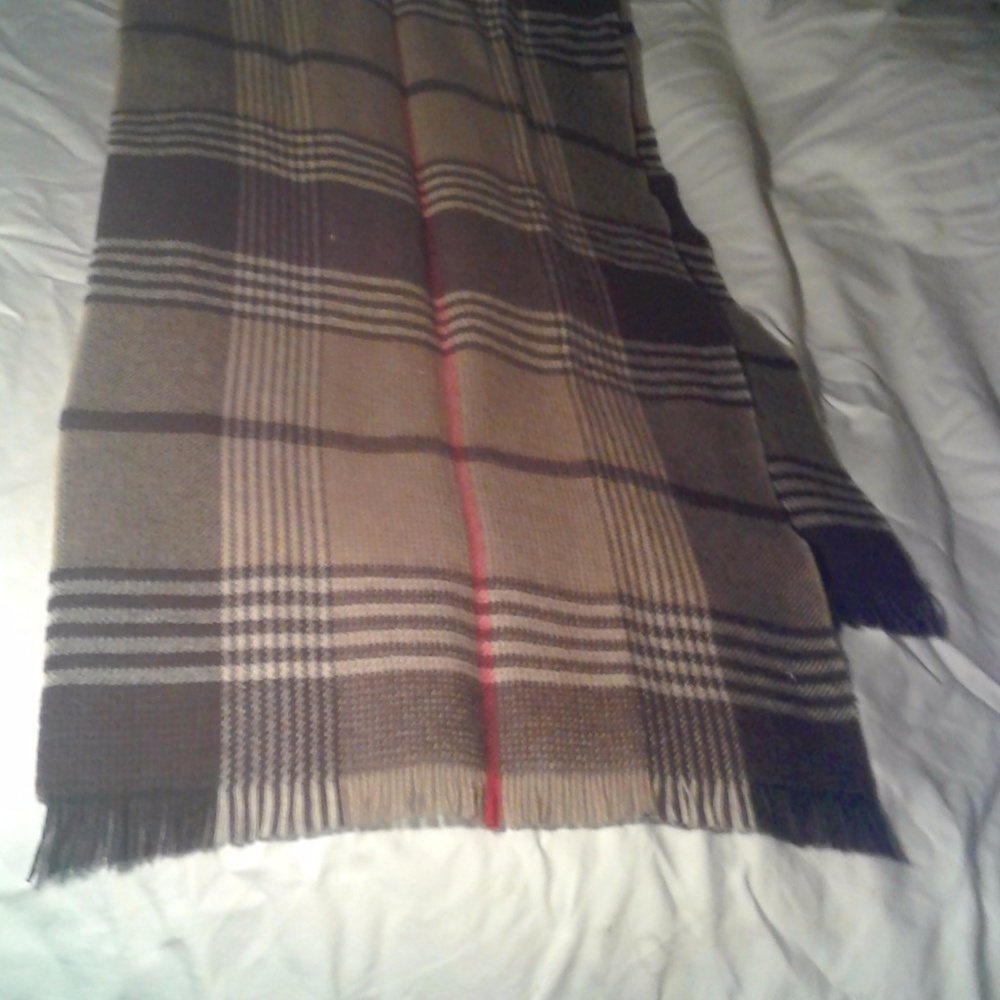 Soft scarf brown with red stripe, no tags.