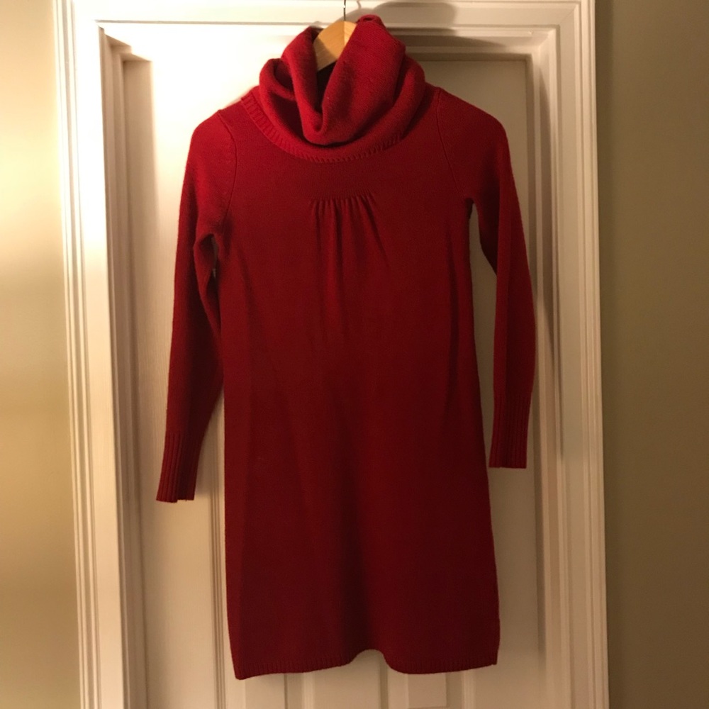 Red Cowl Neck Sweater Dress from Banana Republic