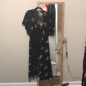 Long button down floral sheer cardigan/dress