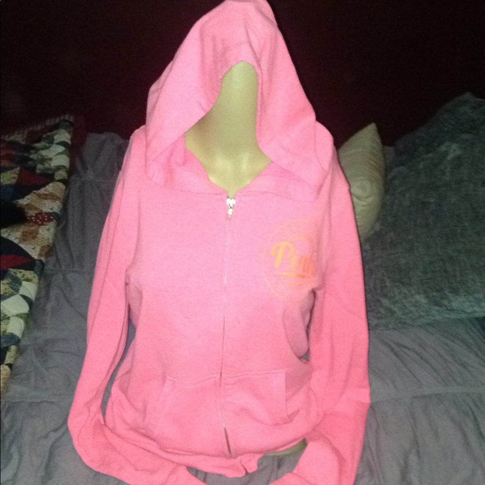 PINK VS hoody pink with orange lettering