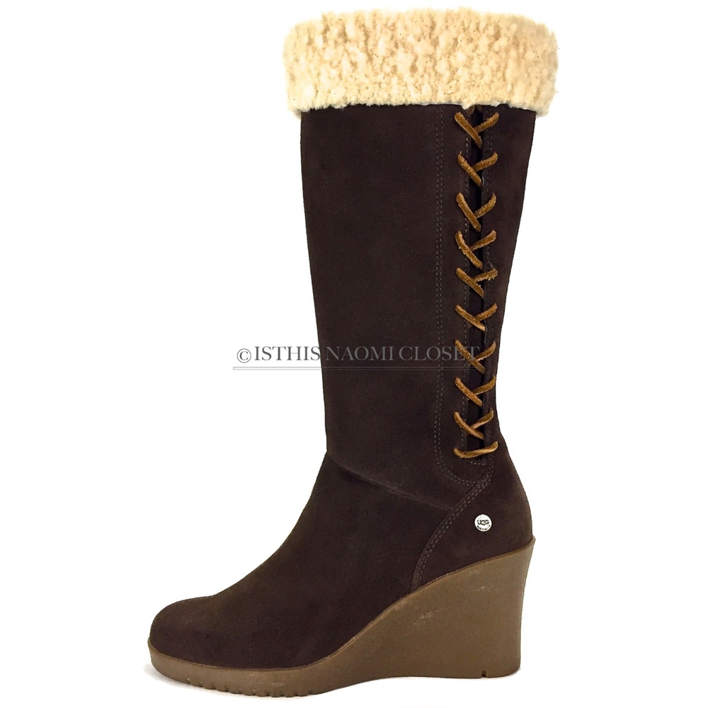 UGG Australia Shearling Weaved Wedge Calf Boots