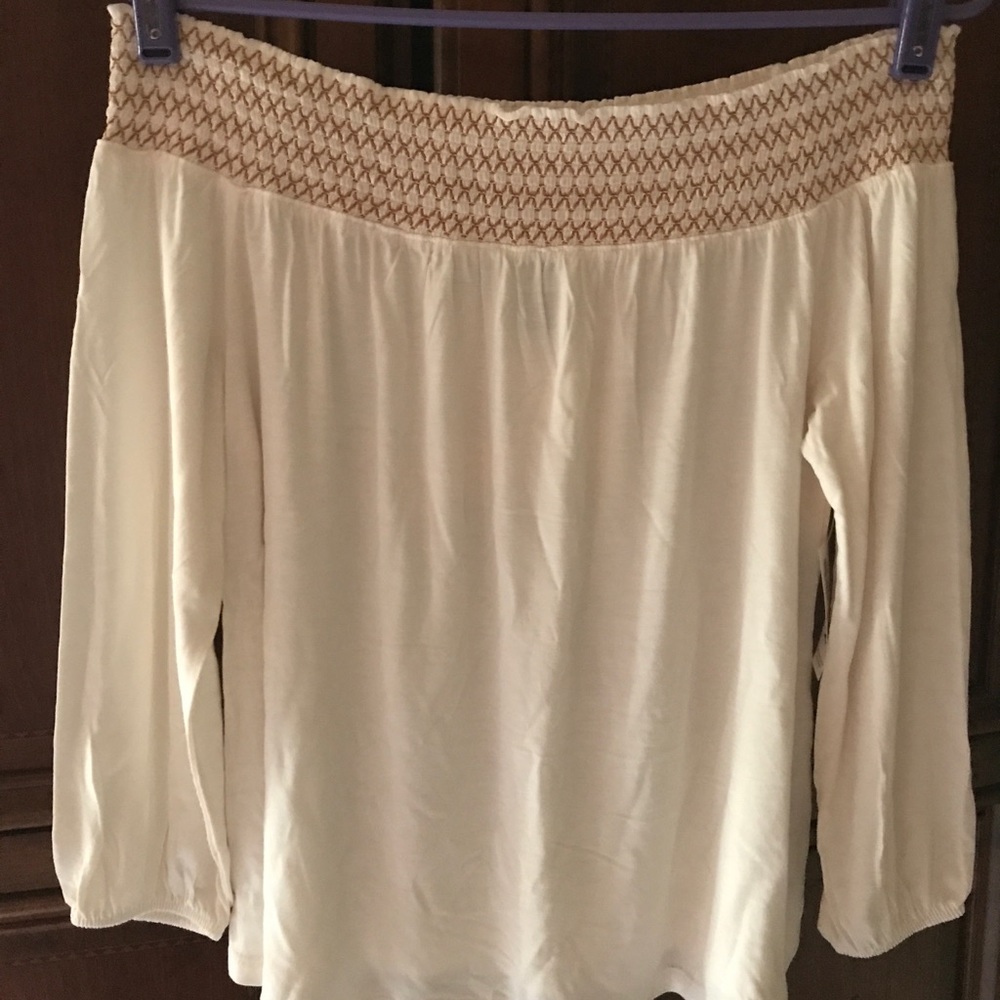 Old Navy off the shoulder top- gold/cream- BNWT