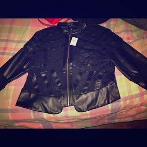 18/20 Ashley Stewart, mesh/faux leather jacket